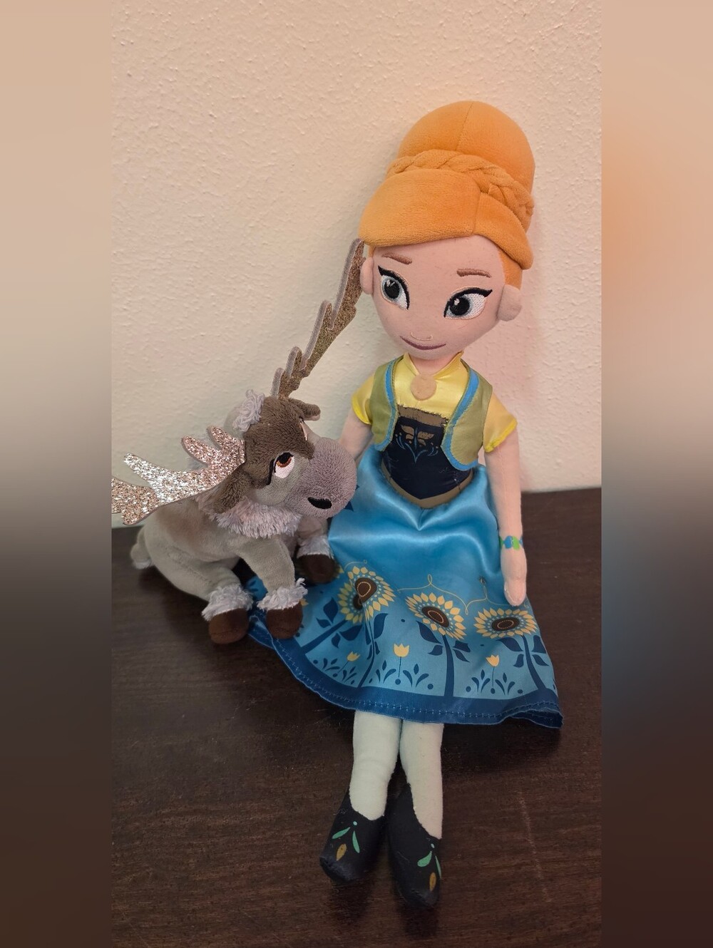 Disney Frozen Anna Plush Doll with Sven Reindeer Ty Plush